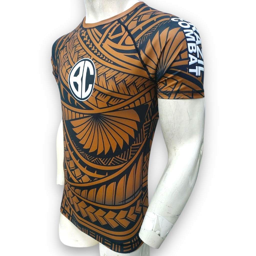 Rash Guard Maori Short Sleeve Brown and Black