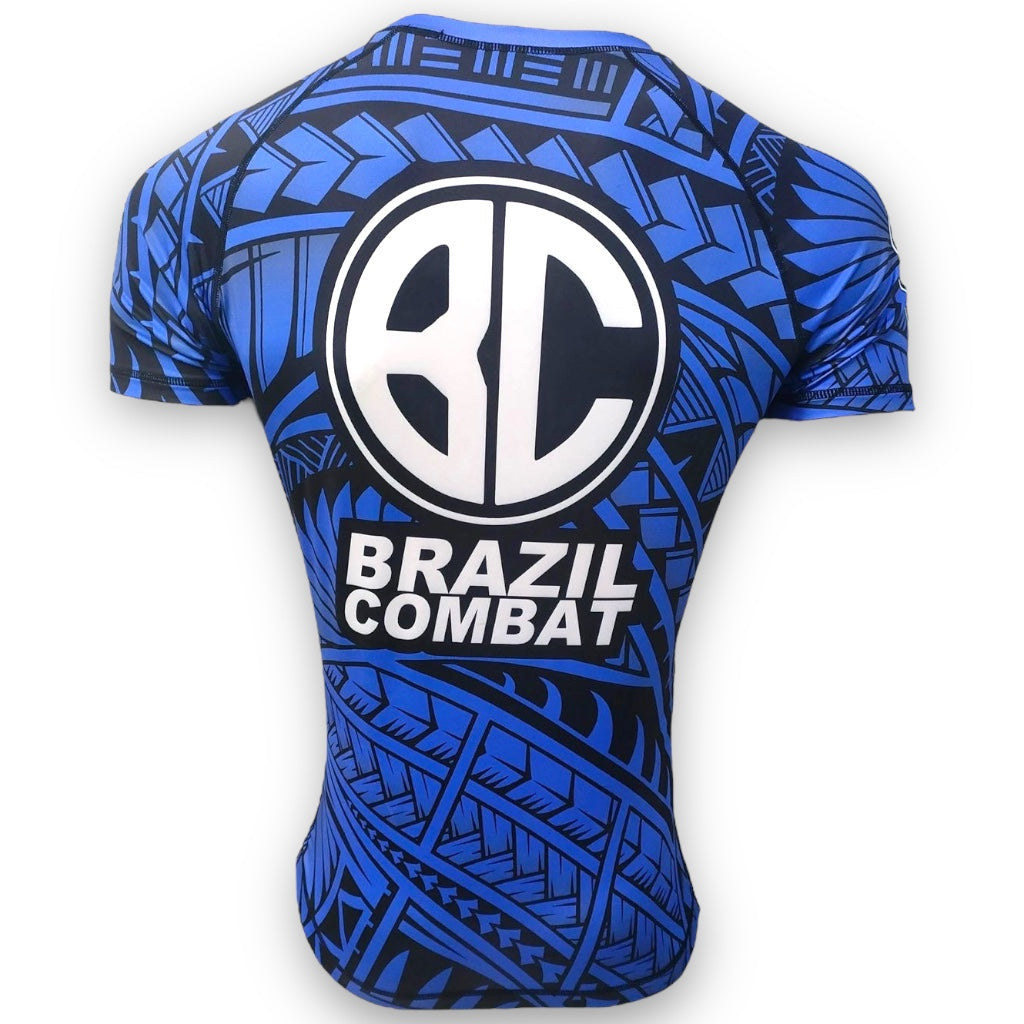 Rash Guard Maori Short Sleeve Blue and Black