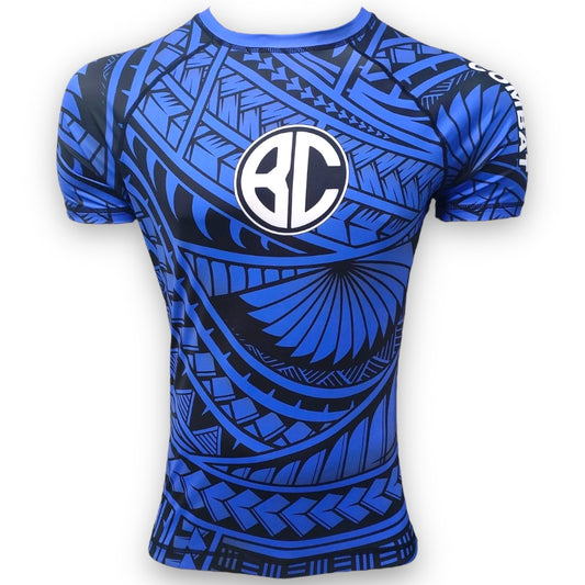 Rash Guard Maori Short Sleeve Blue and Black