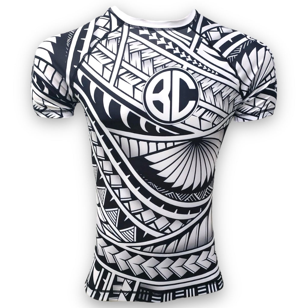 Rash Guard Maori Short Sleeve White and Black