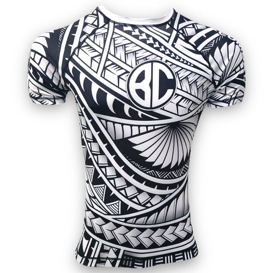 Rash Guard Maori Short Sleeve White and Black
