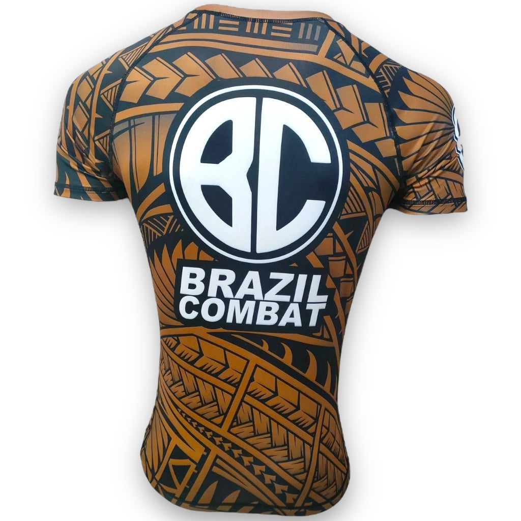 Rash Guard Maori Short Sleeve Brown and Black
