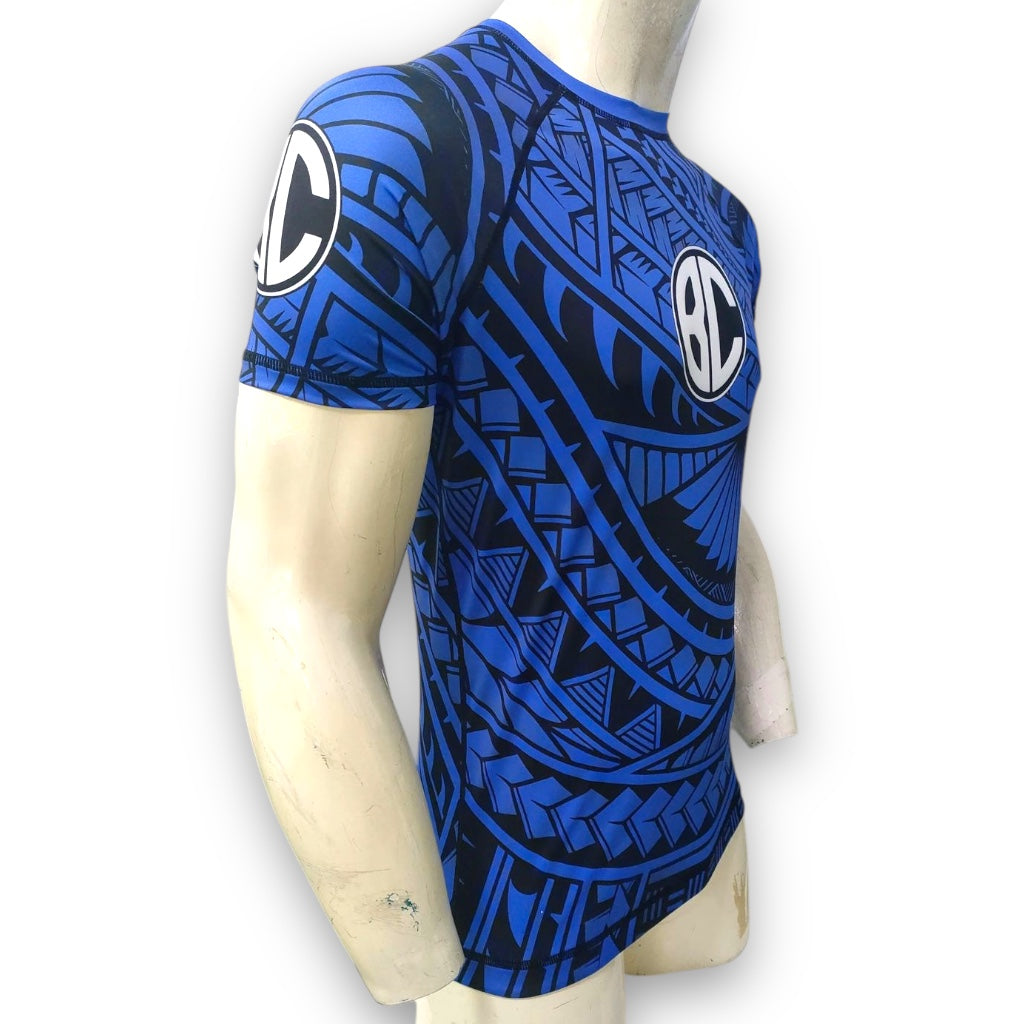 Rash Guard Maori Short Sleeve Blue and Black