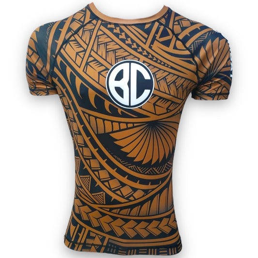 Rash Guard Maori Short Sleeve Brown and Black