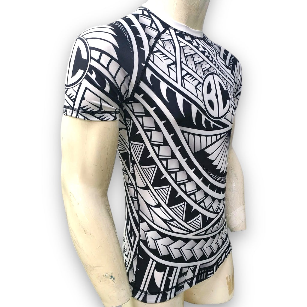 Rash Guard Maori Short Sleeve White and Black