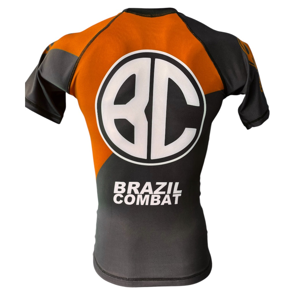 Rash Guard New Age Short Sleeve Black and Orange