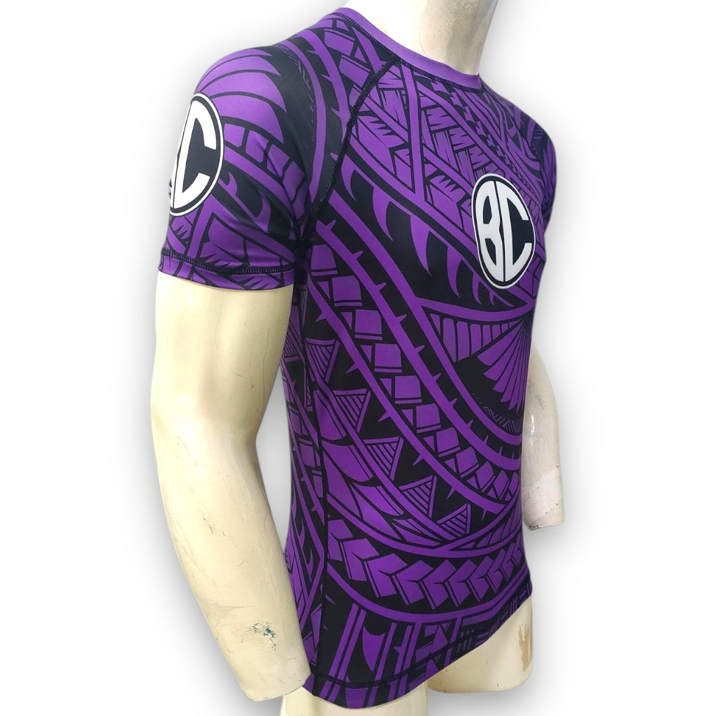 Rash Guard Maori Short Sleeve Purple and Black
