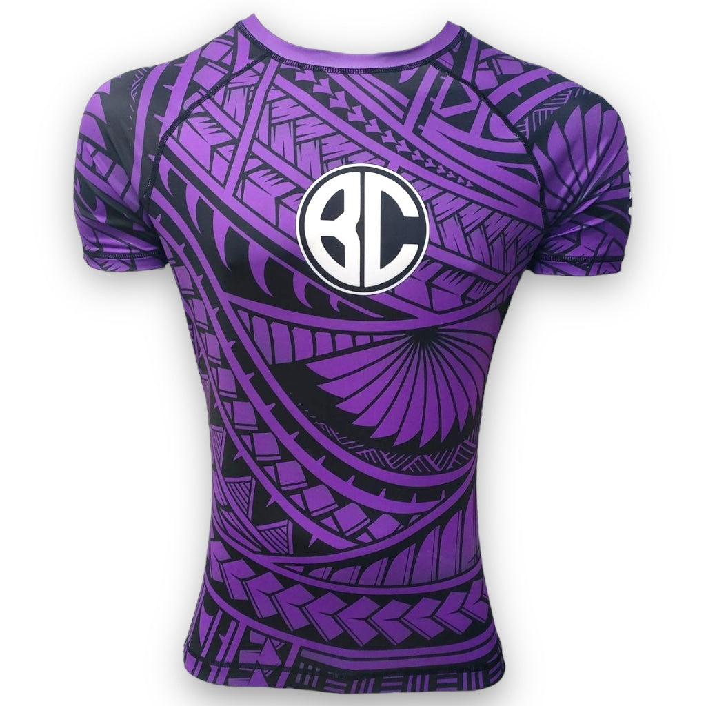 Rash Guard Maori Short Sleeve Purple and Black
